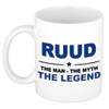 Naam cadeau mok/ beker Ruud The man, The myth the legend 300 ml - Naam mokken