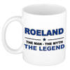 Naam cadeau mok/ beker Roeland The man, The myth the legend 300 ml - Naam mokken