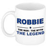 Naam cadeau mok/ beker Robbie The man, The myth the legend 300 ml - Naam mokken