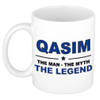 Naam cadeau mok/ beker Qasim The man, The myth the legend 300 ml - Naam mokken