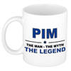 Naam cadeau mok/ beker Pim The man, The myth the legend 300 ml - Naam mokken