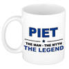 Naam cadeau mok/ beker Piet The man, The myth the legend 300 ml - Naam mokken