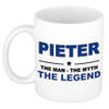 Naam cadeau mok/ beker Pieter The man, The myth the legend 300 ml - Naam mokken