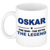 Naam cadeau mok/ beker Oskar The man, The myth the legend 300 ml - Naam mokken
