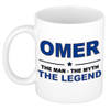 Naam cadeau mok/ beker Omer The man, The myth the legend 300 ml - Naam mokken