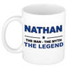 Naam cadeau mok/ beker Nathan The man, The myth the legend 300 ml - Naam mokken
