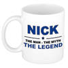 Naam cadeau mok/ beker Nick The man, The myth the legend 300 ml - Naam mokken