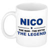 Naam cadeau mok/ beker Nico The man, The myth the legend 300 ml - Naam mokken