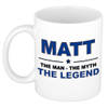 Naam cadeau mok/ beker Matt The man, The myth the legend 300 ml - Naam mokken