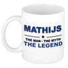 Naam cadeau mok/ beker Mathijs The man, The myth the legend 300 ml - Naam mokken