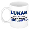 Naam cadeau mok/ beker Lukas The man, The myth the legend 300 ml - Naam mokken