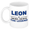 Naam cadeau mok/ beker Leon The man, The myth the legend 300 ml - Naam mokken