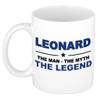 Naam cadeau mok/ beker Leonard The man, The myth the legend 300 ml - Naam mokken