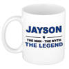 Naam cadeau mok/ beker Jayson The man, The myth the legend 300 ml - Naam mokken