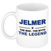 Naam cadeau mok/ beker Jelmer The man, The myth the legend 300 ml - Naam mokken