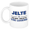 Naam cadeau mok/ beker Jelte The man, The myth the legend 300 ml - Naam mokken