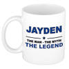 Naam cadeau mok/ beker Jayden The man, The myth the legend 300 ml - Naam mokken