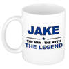 Naam cadeau mok/ beker Jake The man, The myth the legend 300 ml - Naam mokken