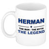 Naam cadeau mok/ beker Herman The man, The myth the legend 300 ml - Naam mokken