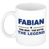 Naam cadeau mok/ beker Fabian The man, The myth the legend 300 ml - Naam mokken