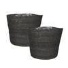 Set van 2x stuks plantenpot/bloempot van jute/zeegras diameter 18 cm en hoogte 16 cm grijs - Plantenpotten