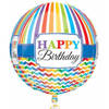 Folie ballon orbz/rond Gefeliciteerd/Happy Birthday 40 cm met helium gevuld - Ballonnen