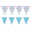 2x Eenhoorns thema vlaggenlijnen print en blauwe glitters kinderfeestje/kinderpartijtje versiering/decoratie - Vlaggenli