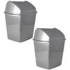 Set van 2x stuks grijze vuilnisbakken/afvalbakken met klepdeksel 1,1 liter - Prullenbakken