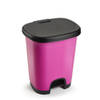 Kunststof afvalemmers/vuilnisemmers fuchsia roze/zwart van 27 liter met pedaal - Pedaalemmers