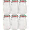 6x Glazen confituren pot/weckpot 1500 ml/1,5 liter met beugelsluiting en rubberen ring - Weckpotten