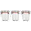 3x Glazen confituren pot/weckpot 400 ml met beugelsluiting en rubberen ring - Weckpotten