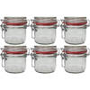 6x Glazen confituren pot/weckpot 200 ml met beugelsluiting en rubberen ring - Weckpotten