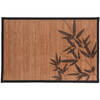 Rechthoekige placemat 30 x 45 cm bamboe bruin met zwarte bamboe print 3 - Placemats