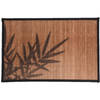 Rechthoekige placemat 30 x 45 cm bamboe bruin met zwarte bamboe print 2 - Placemats