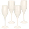 Set van 10x stuks champagneglazen/prosecco flutes wit 150 ml van onbreekbaar kunststof - Champagneglazen