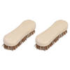 Set van 2x stuks schrobborstels van hout met fiber/palmvezel luiwagen/8-vorm bruin - Schrobborstels