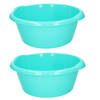 Set van 2x stuks rond afwasteiltje/emmertje turquoise groen 3 liter 25 x 10,5 cm schoonmaakartikelen - Afwasbak