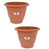 Set van 2x stuks terra cotta kleur ronde plantenpot/bloempot kunststof diameter 50 cm - Plantenpotten