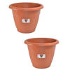 Set van 2x stuks terra cotta kleur ronde plantenpot/bloempot kunststof diameter 45 cm - Plantenpotten