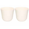 2x Witte plantenbakken/bloembakken rond 25 cm - Plantenpotten