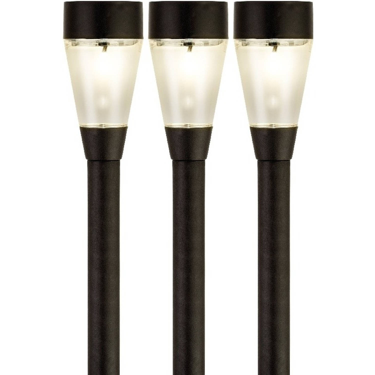 3x Buitenlamp/tuinlamp Jive 32 cm zwart op steker - Prikspotjes