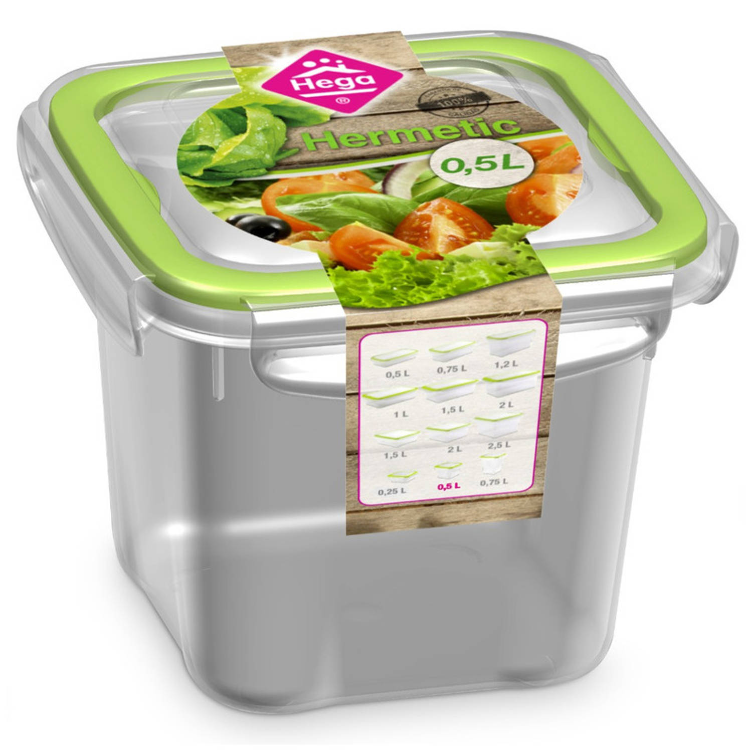 3x Voedsel plastic bewaarbakje 0,5 liter transparant/groen - Vershoudbakjes