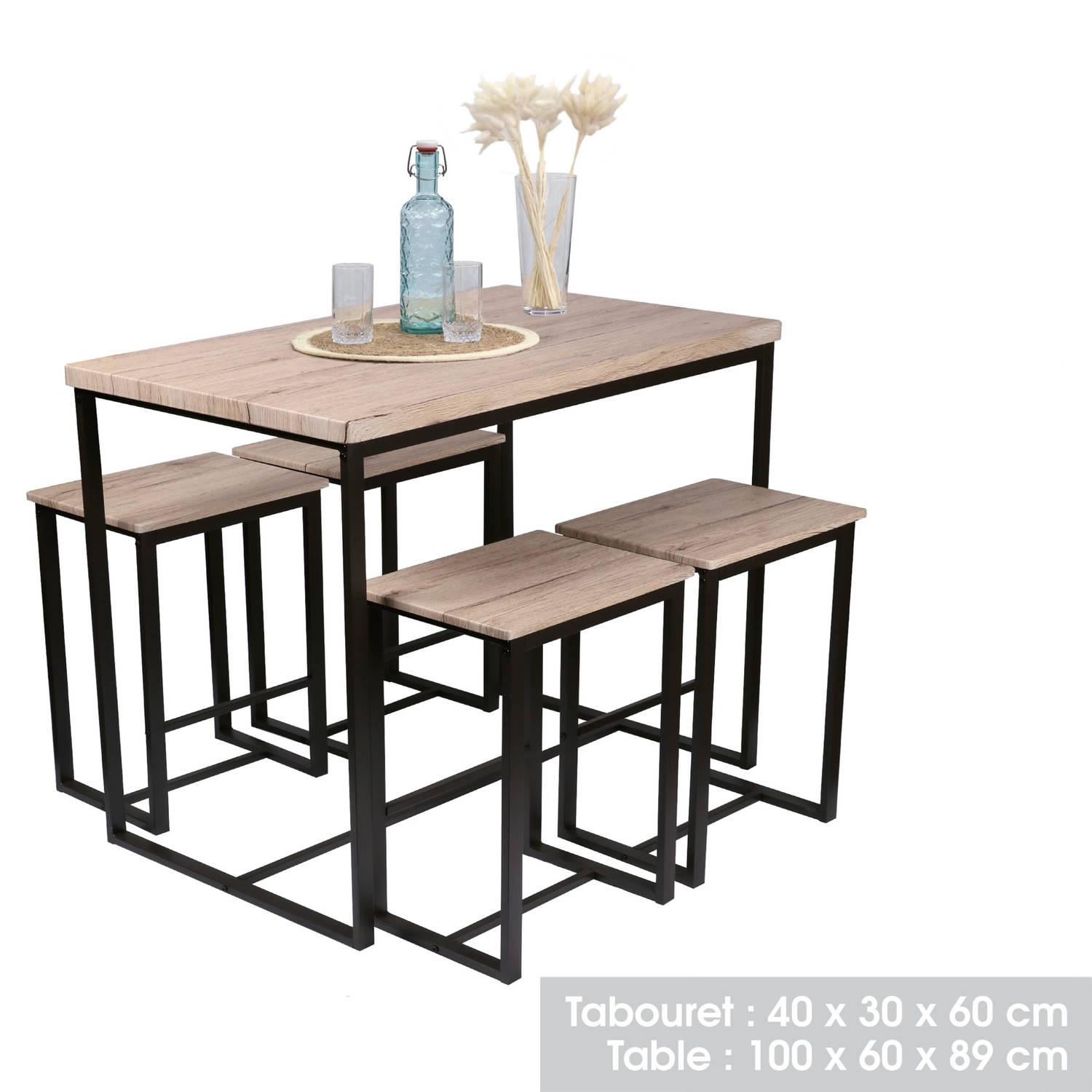 Gebor - Hoge tafel - Bartafel - Barstoelen - Barkrukken - Industrieel - Set - Hout - - Metaal - Stoer | Blokker