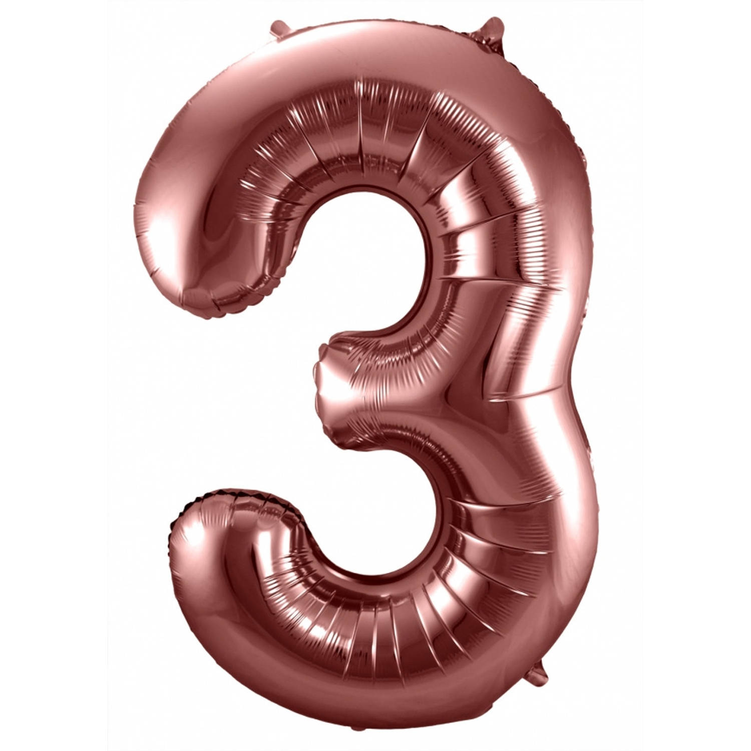 Folat Folie cijfer ballon - 86 cm brons - cijfer 3 - verjaardag leeftijd