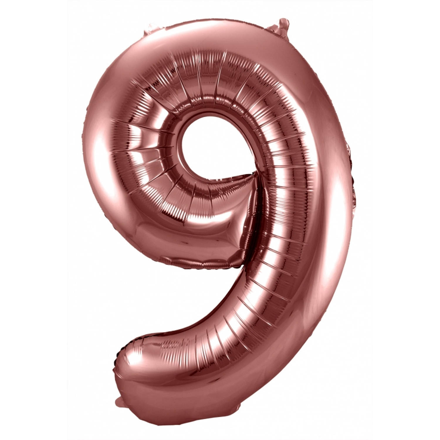 Folat Folie cijfer ballon - 86 cm brons - cijfer 9 - verjaardag leeftijd