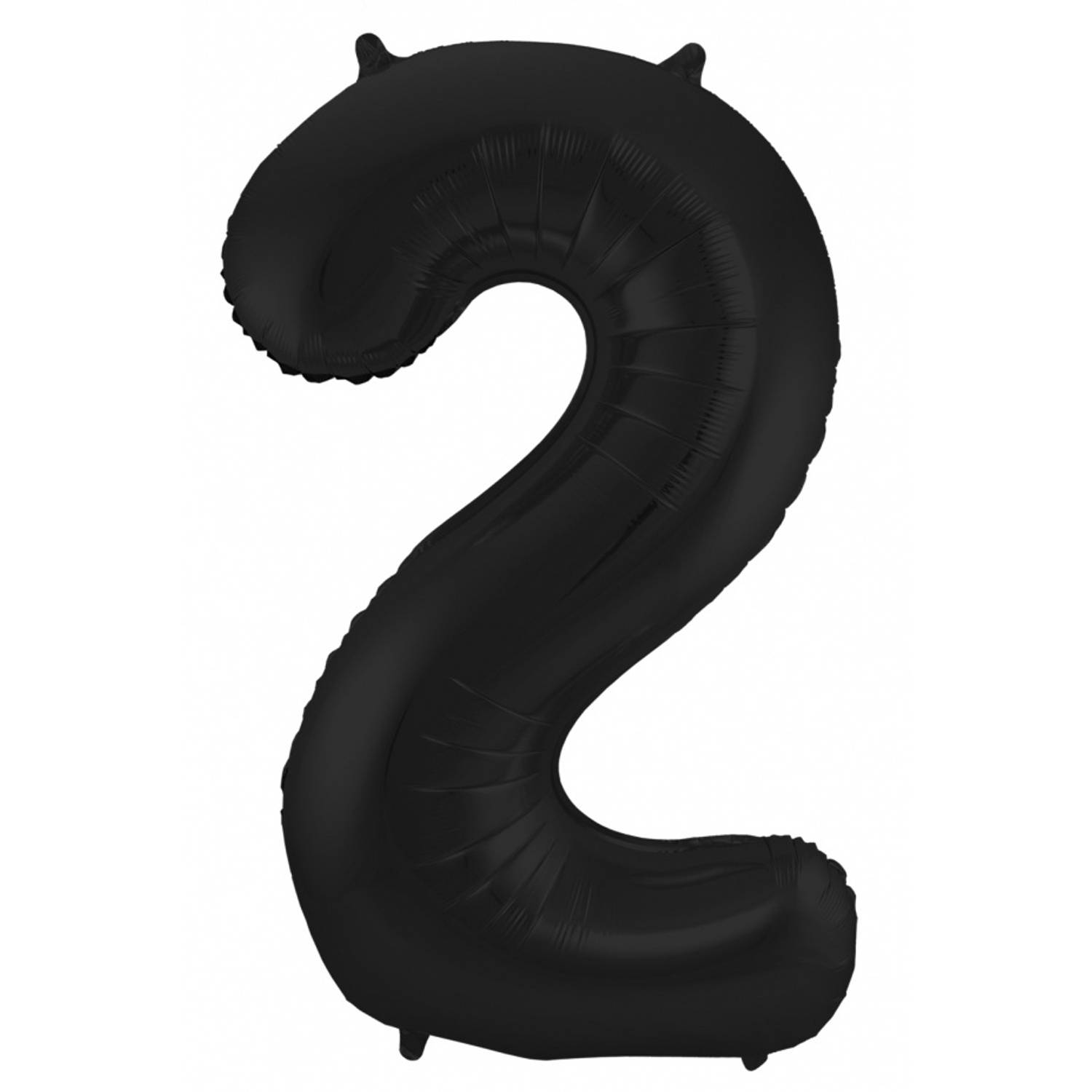 Folat Folie cijfer ballon - 86 cm zwart - cijfer 2 - verjaardag leeftijd