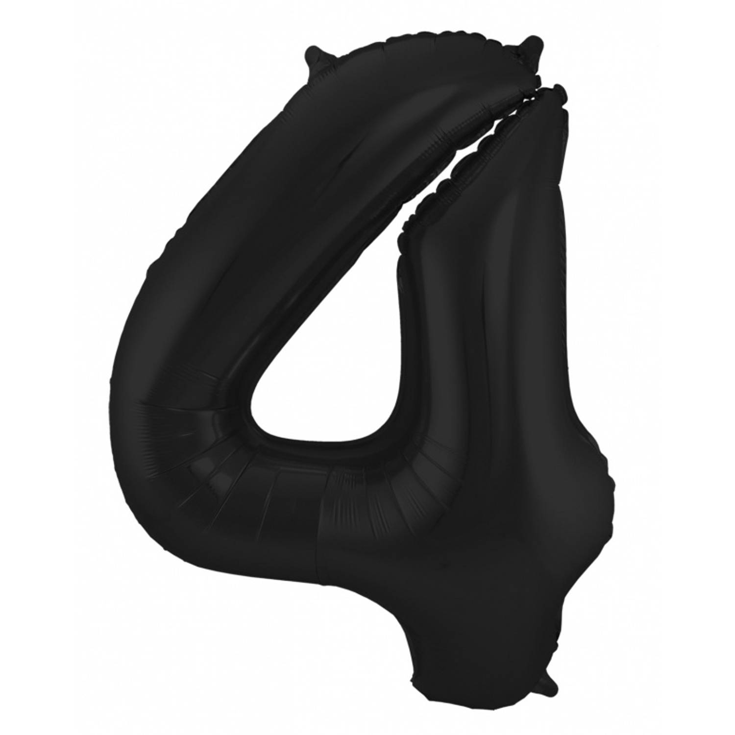 Folat Folie cijfer ballon - 86 cm zwart - cijfer 4 - verjaardag leeftijd