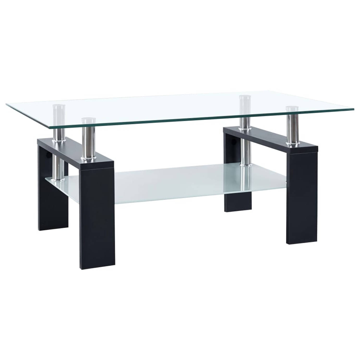 Vidaxl Salontafel 95x55x40 Cm Gehard Glas Transparant En Zwart