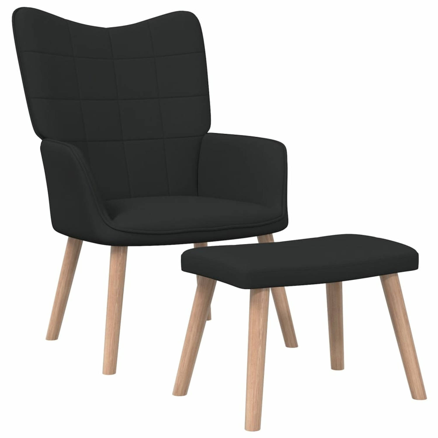 Vidaxl Relaxstoel Met Voetenbank 62x68,5x96 Cm Stof Zwart