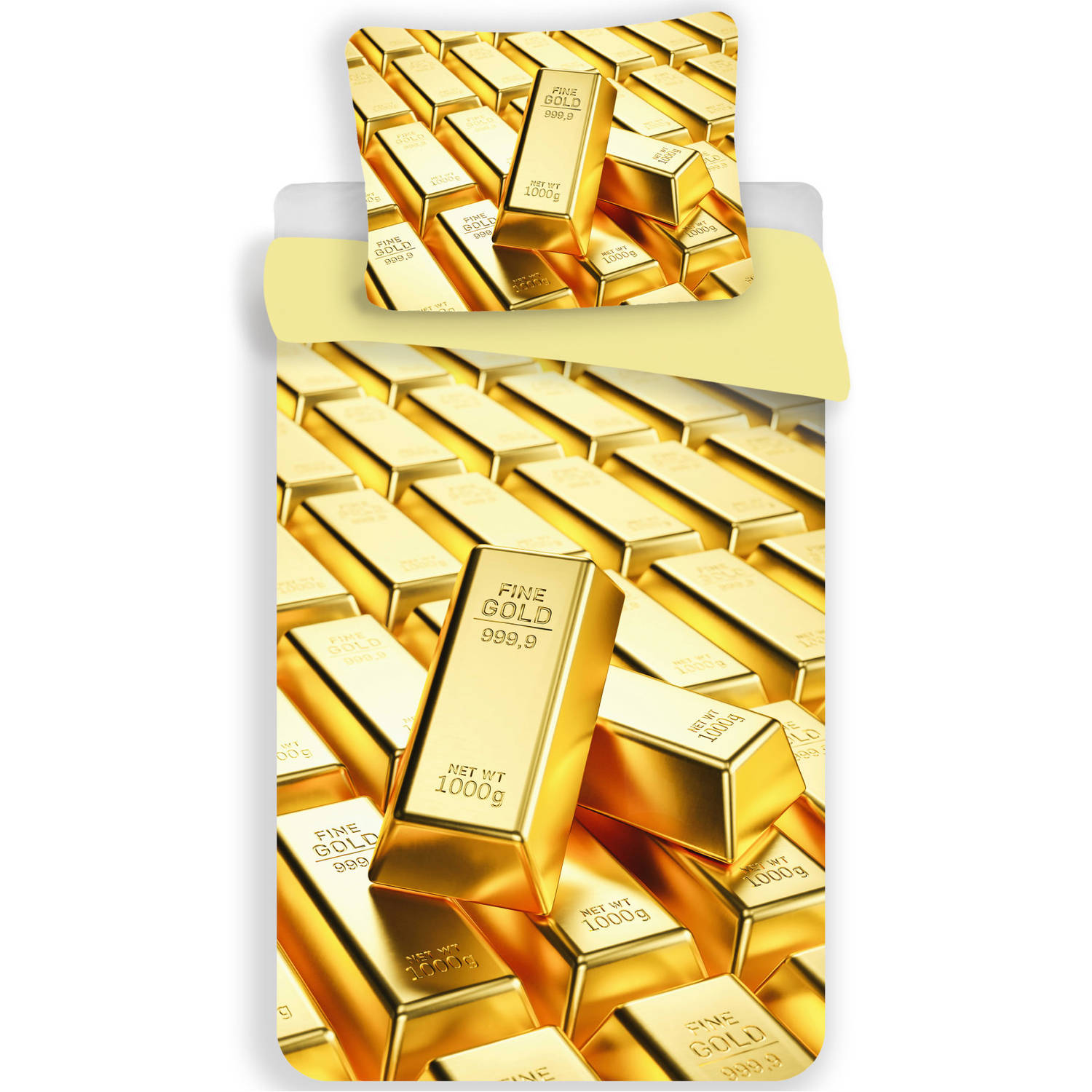 Goud Dekbedovertrek Gold Bars - Eenpersoons - 140 X 200 Cm - Polyester